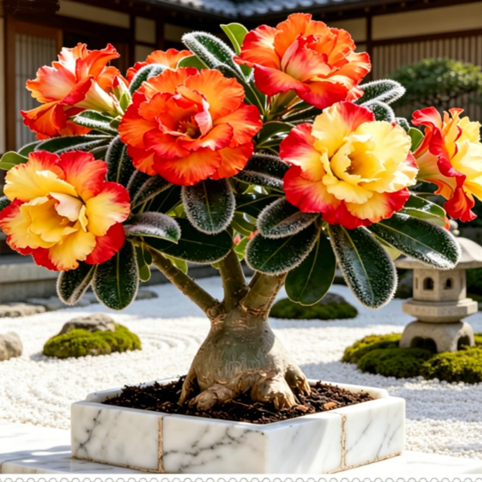 Desert Rose Bulbs — Cold-Hardy & Drought-Tolerant — Easy to Cultivate — Suitable for Indoor & Outdoor Display — Ideal for Beginners-2 Bulbs-F