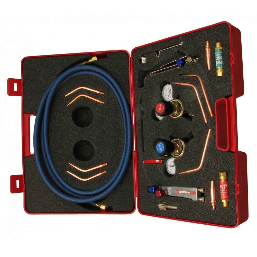 Portable Gas Welding Cutting Kit Type 5 Torch, Hose, Regulator, Spark