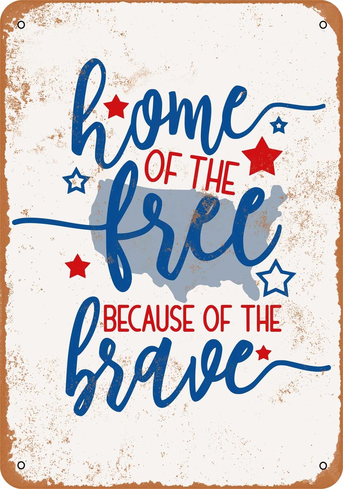 Miaomansenstore Metal Sign - Home Of The Free Because Of The Brave - Vintage Look Home Decor