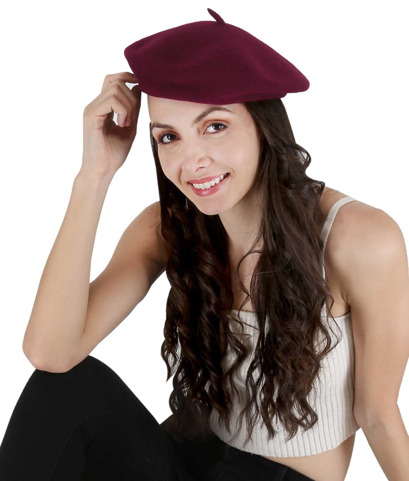 French Artist Unisex Wool Beret Cap | Autumn Beanie Winter Hat for Women & Girls-image-22