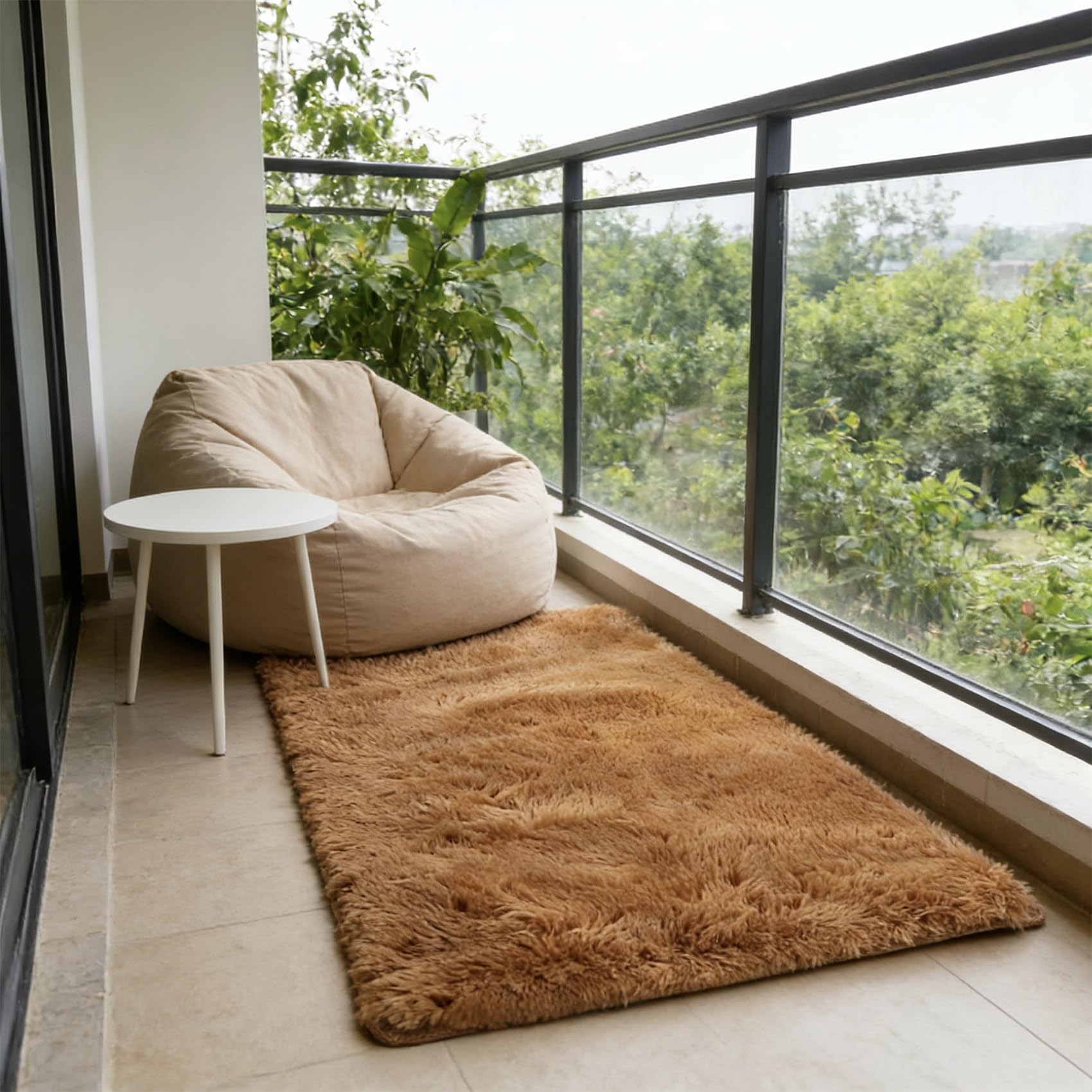 Tapis de salon doux marron 255x150cm pour chambre à coucher et cuisine