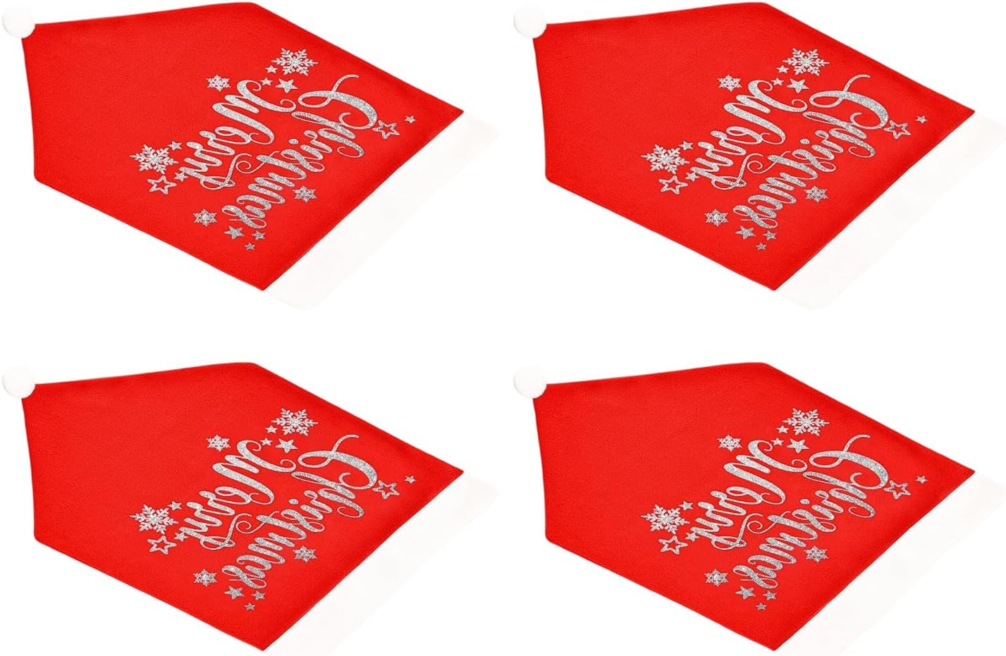 Set of 4 Reusable Holiday Chair Covers Decorative Accent Slipcovers for Christmas Parties and Celebration Elegant Fabric Covers