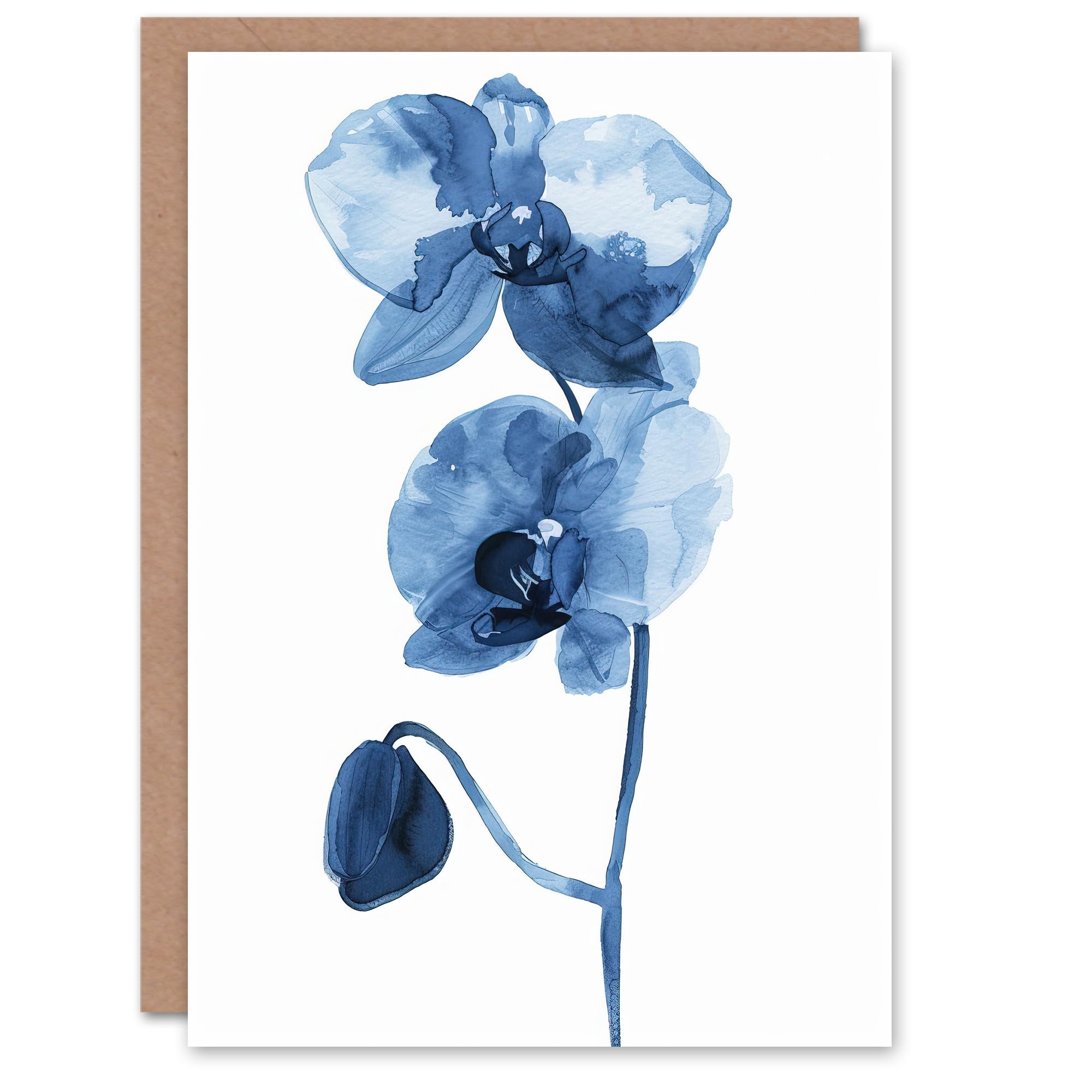 Artery8 - Greeting Card - Blue Orchid Watercolour Birthday Card