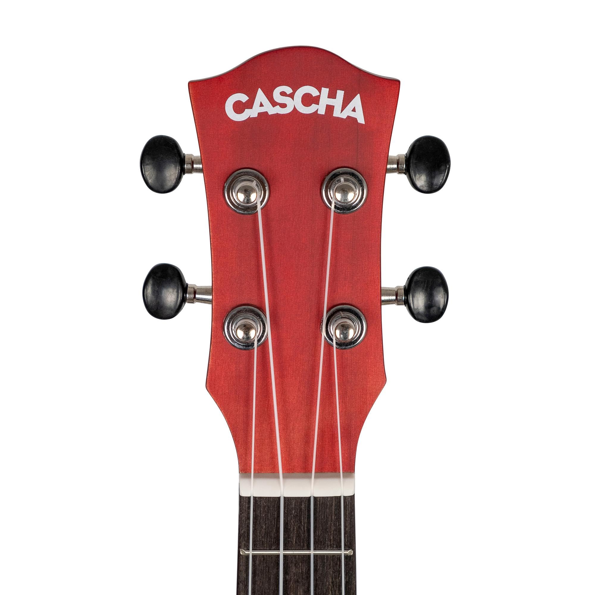 CASCHA Soprano Ukulele Rouge, petite guitare Hawaii pour enfants et adultes avec sac, 3 plectres et cordes Ukulele Aquila