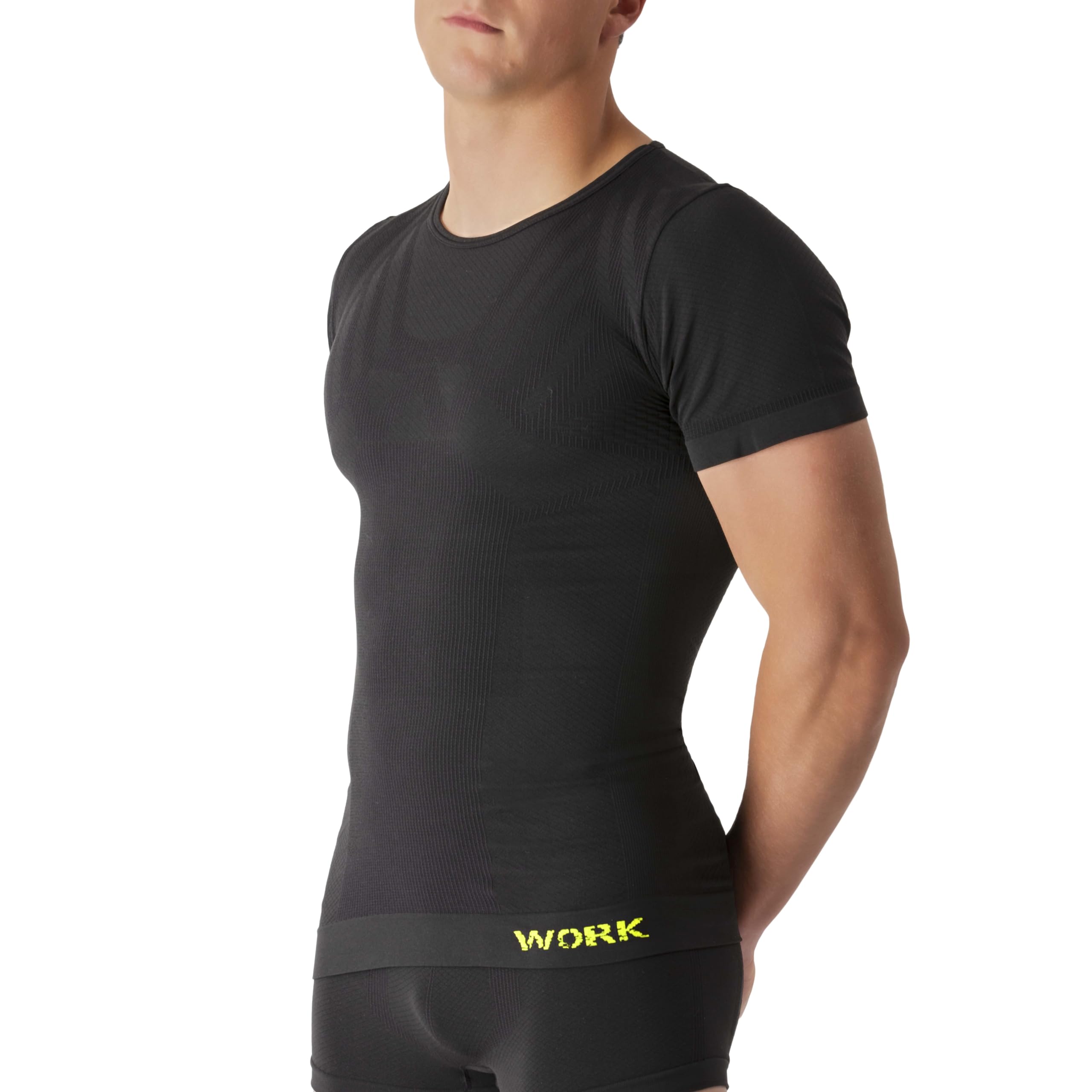 Tee Shirt Homme Thermique Manches Courtes du Travail - sous Vetement Thermique Homme élastiques, sans Couture - Made in Italy