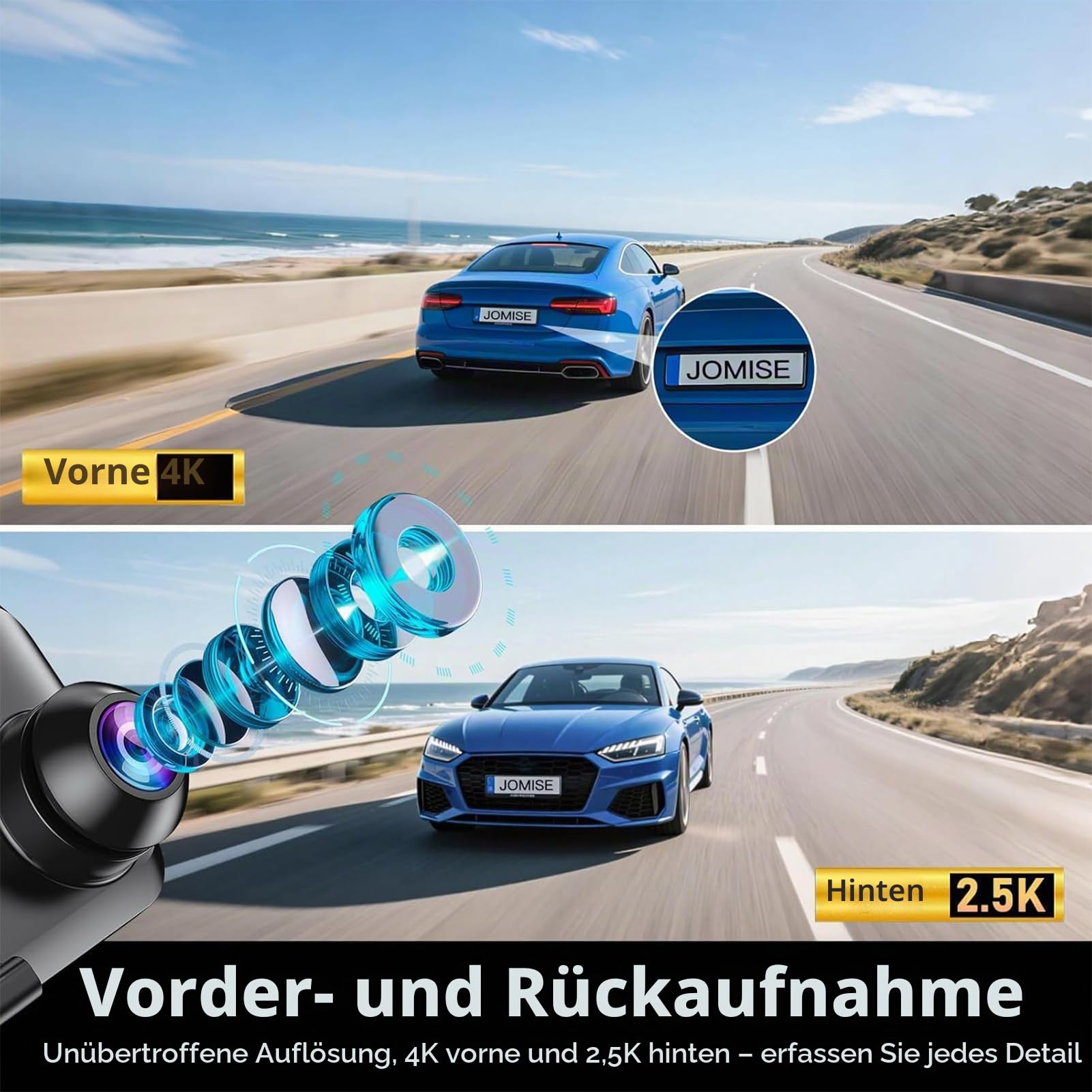 JOMISE 4K UHD Spiegel Dash Cam Front- und Rückkamera, Rückspiegelkamera für Autos & LKWs mit 11 Zoll IPS Touchscreen, Rückfahrkamera mit Typ-C Anschluss/Starvis Sensor/Parkmonitor -G814