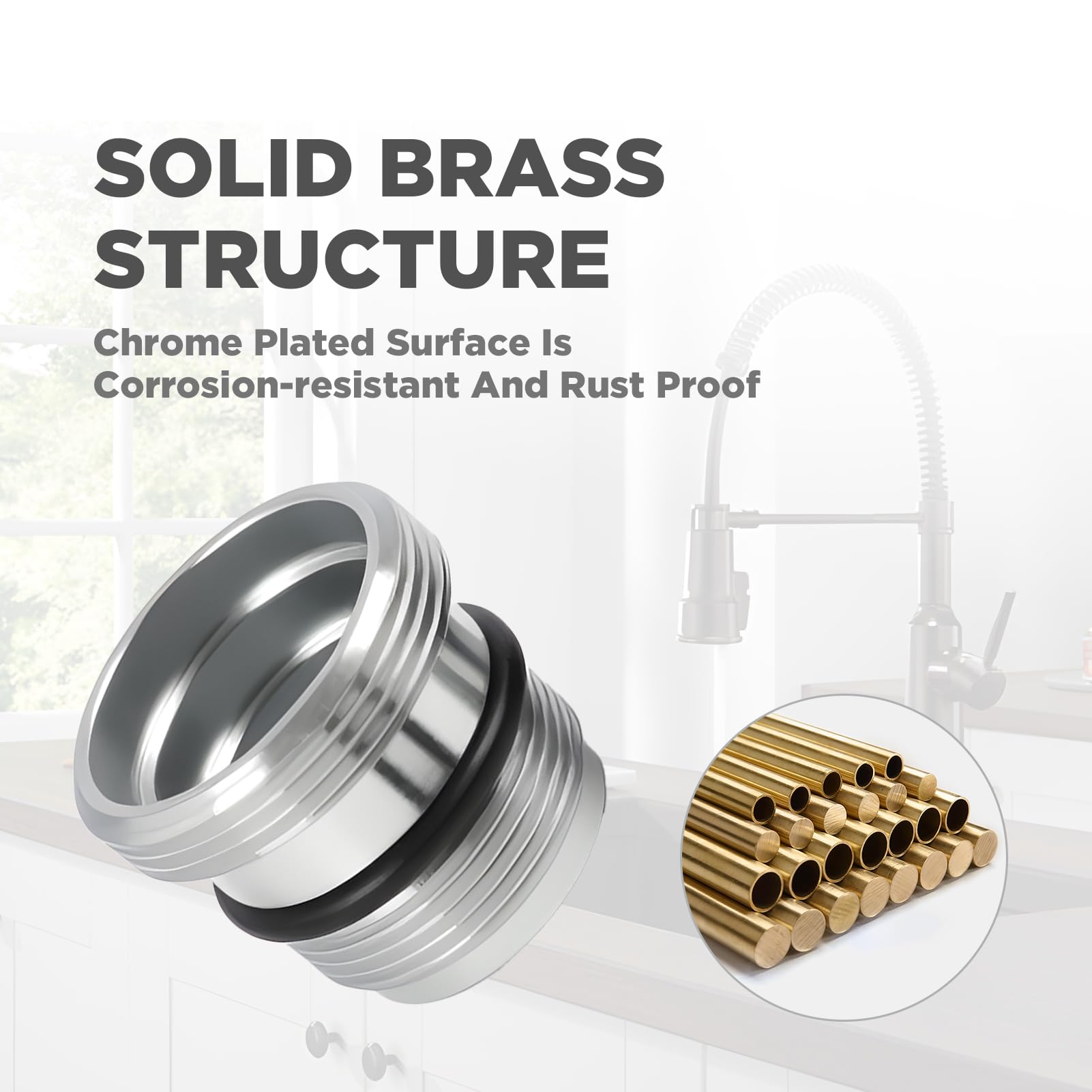 Adattatore per rubinetto da M18 a M22, filettatura esterna con guarnizione in gomma, ottone cromato di alta qualità, adatto per cucina e bagno, compatibile con filtro dell'acqua, aeratore, attacco