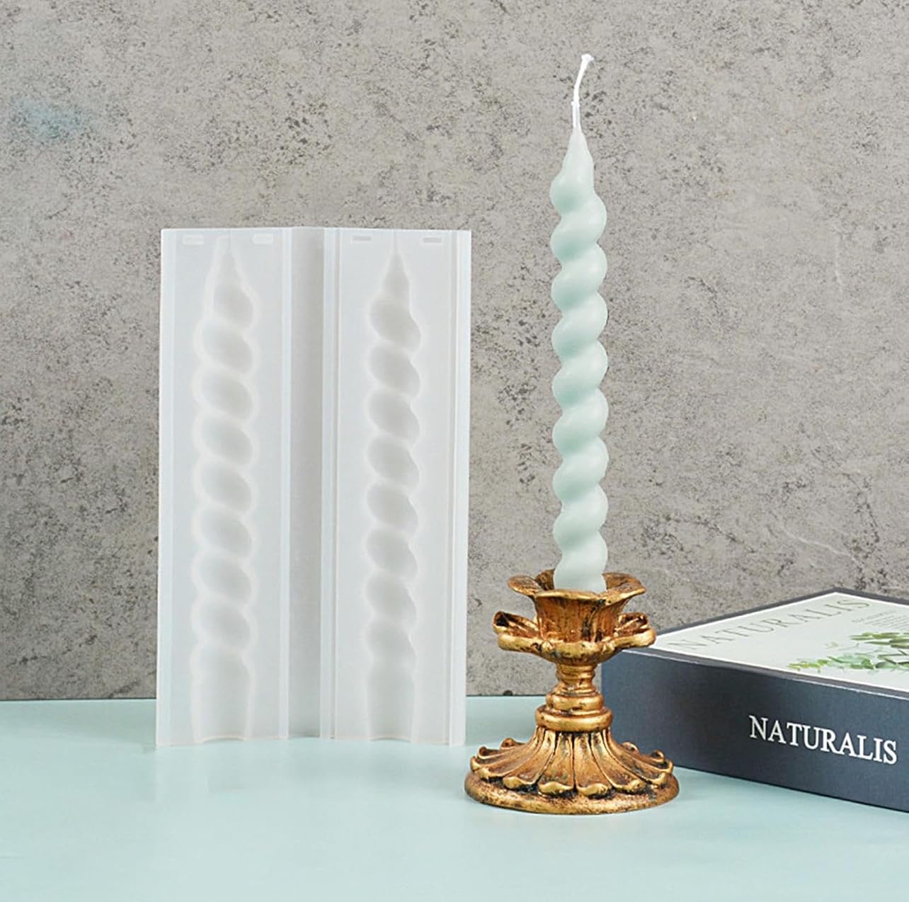Spiral Taper Candle Silicone Mould, 2-Cavity, Card Slot Design, Easy Release, 20.4cm x 9cm-image-22