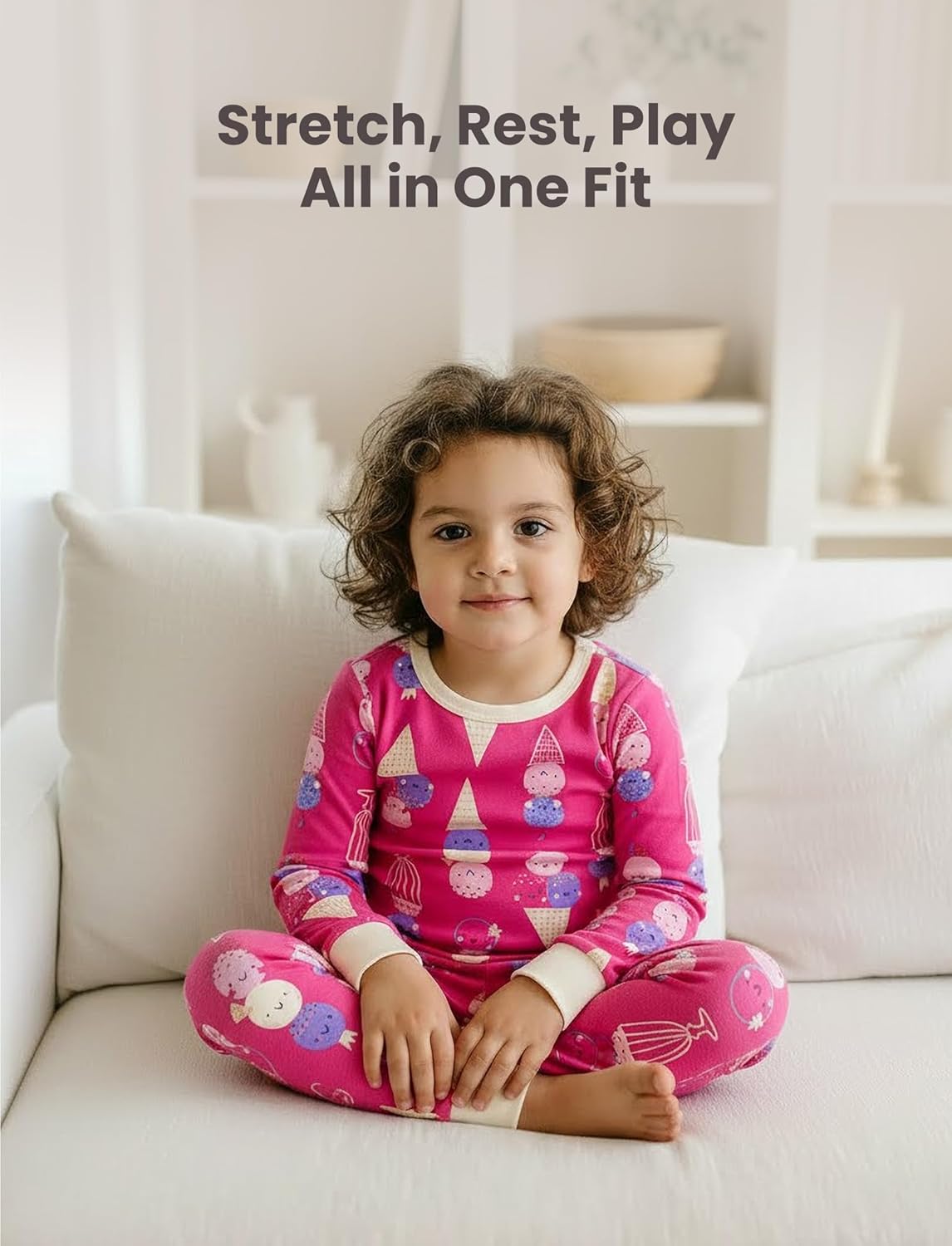 PATPAT Bamboo Viscose Pajama Sets for Toddler Boys & Girls Baby Kids, Ultra-soft Snug fit Pjs Sleepers for Birthday Holiday - Image 6