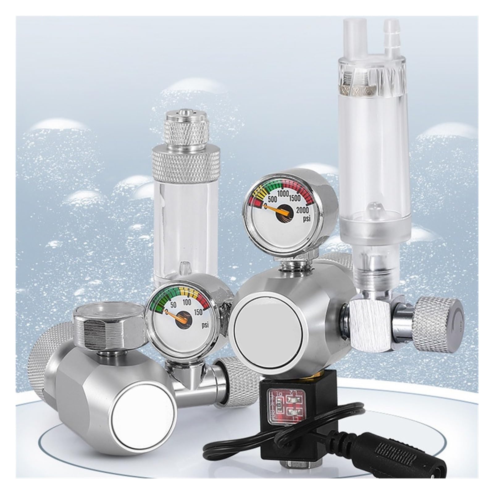 Zrdr Medidor Regulador De Co2 Reductor Dióxido Carbono Válvula Contadora Burbujeador Cilindro Eléctrico Accesorios for Acuario Pesca(R102X,CGA320)