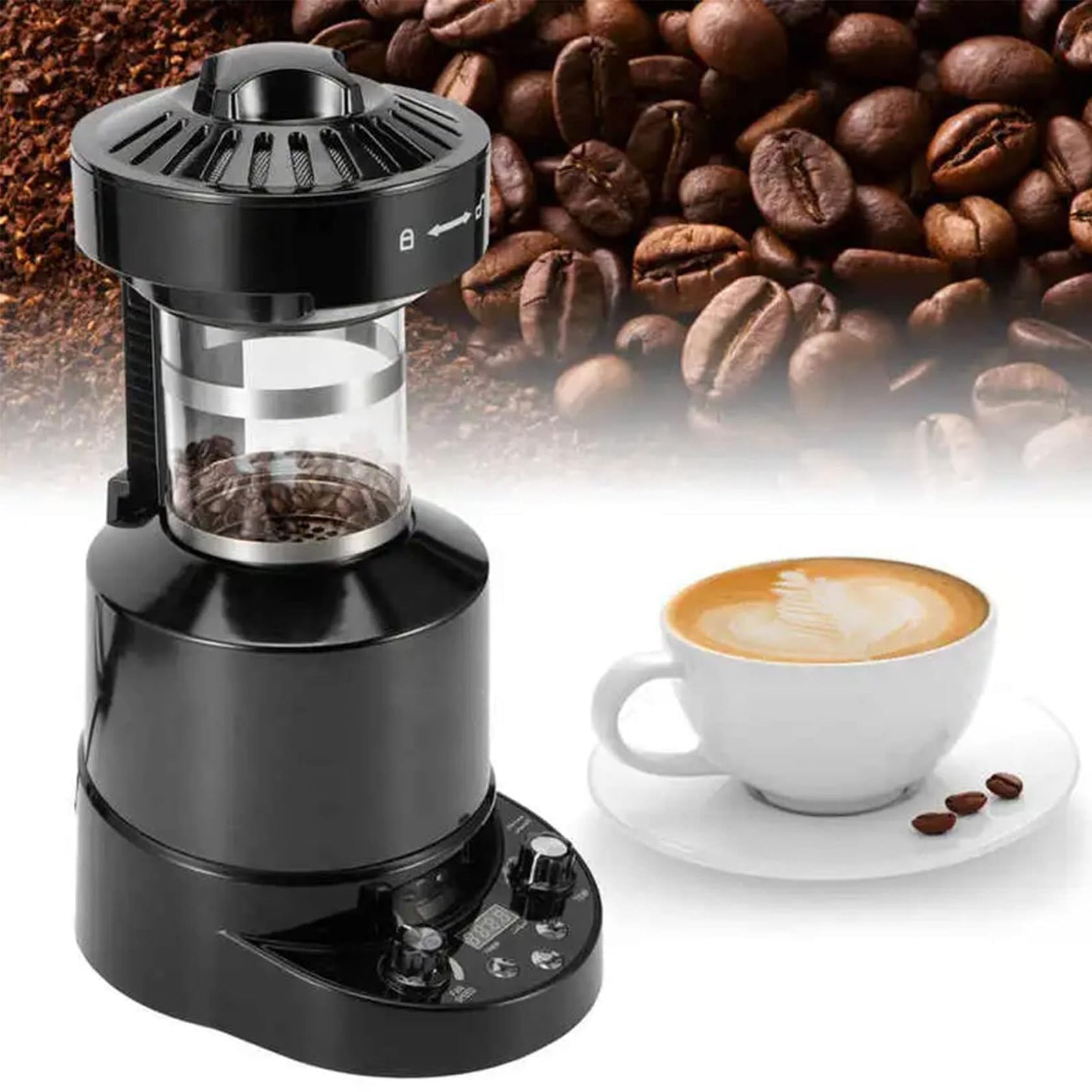 Macchina per La Torrefazione Automatica dei Chicchi di caffè Ad Aria Calda Piccola, Macchina per La Torrefazione del caffè Elettrica con Timer, per La Casa del Negozio di caffè, L'Ufficio