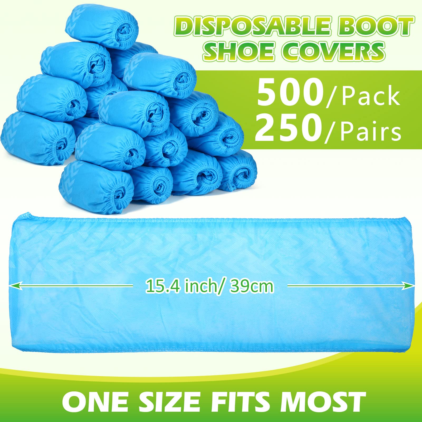 Leumoi 500 fundas desechables para zapatos de botas, antideslizantes, grandes, duraderas, no tejidas, para interiores, hogar, suelos y zapatos, talla única, color azul