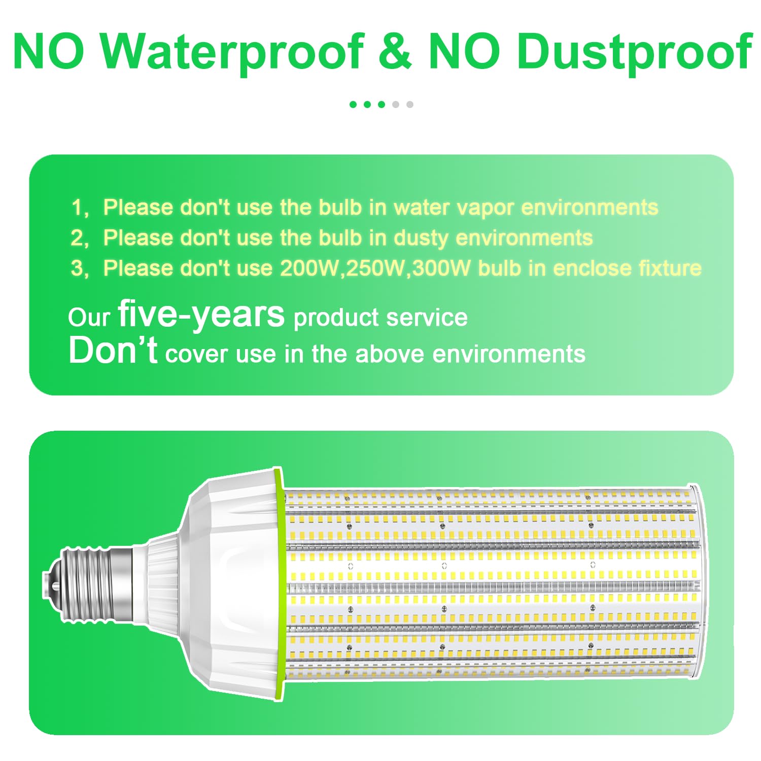 12 Pack 300W LED Corn Light Bulb UL Listed 46 500LM LED Cob Corn Bulb E39 Base 5000K — view 9