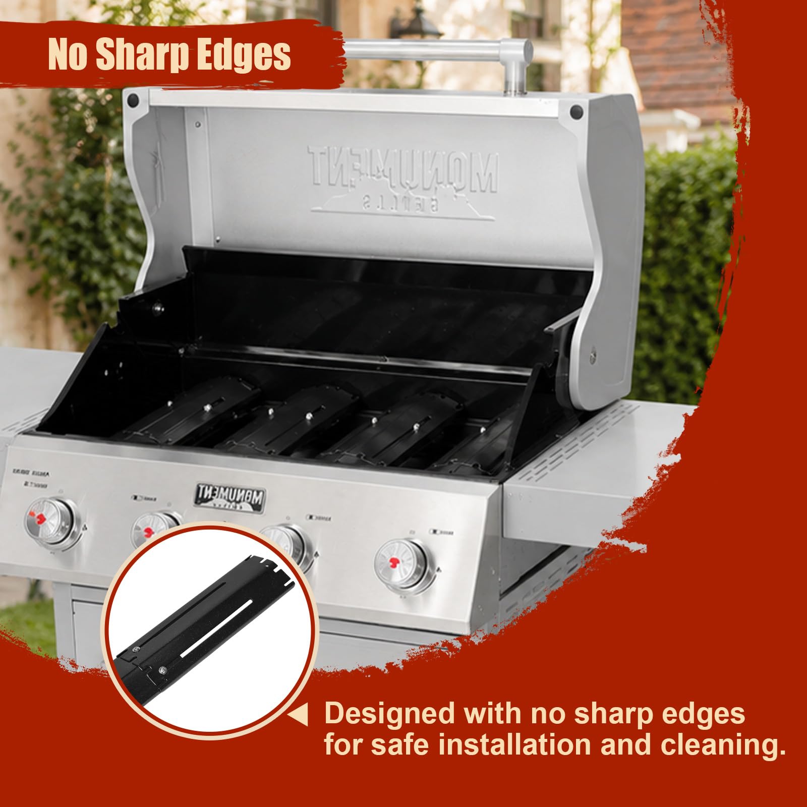 Denmay Regolabile Barre Flavorizer per Griglia Barbecue a Gas 29,85-53,34CM Acciaio Porcellana Smaltata 3 Pezzi