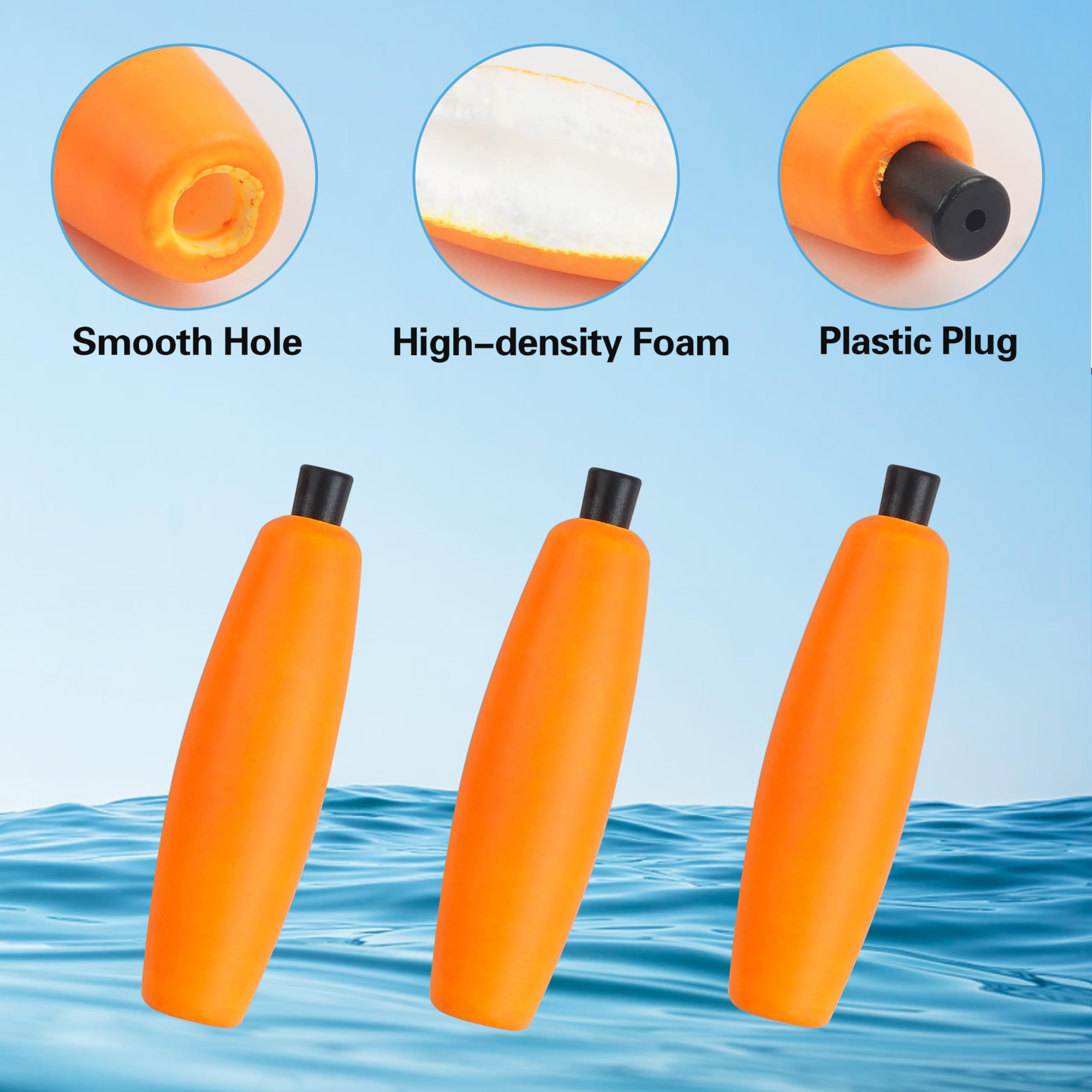 OROOTL Fishing Bobbers Floats for Catfish Peg Floats for Catfishing Cigar Foam Slip Fishing Bobbers for Santee Rig Catfish Freshwater Saltwater 2in 2.5in 3in