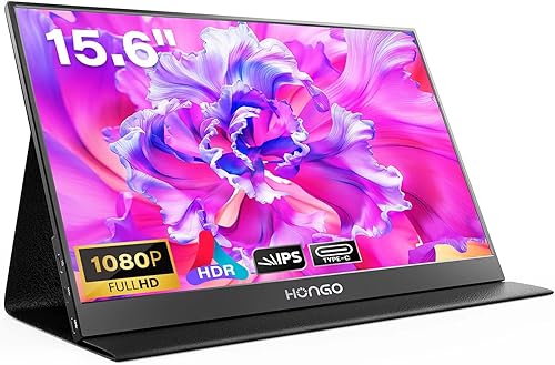 Miniatura 8 de HONGO Monitor Portátil 15.6'' 1080P FHD USB-C Monitores Portátiles para Laptop Cubierta Inteligente y Altavoz Dual, Pantalla de Computadora HDMI IPS