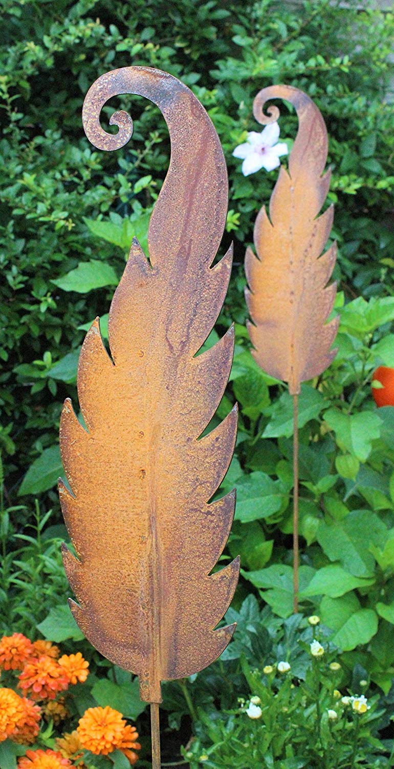 Blümelhuber Set van 2 tuinstekers, roesthart, decoratie, patina, metalen hartjes, bloemenstekers als decoratie voor buiten en klimhulp voor planten