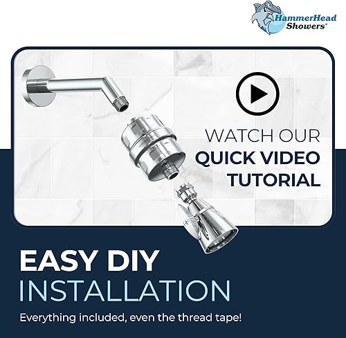 Miniatura 7 de HammerHead Showers KDF 55 - Filtro de ducha de metal sólido, filtros de ducha universales de alta presión para eliminar productos químicos tóxicos,