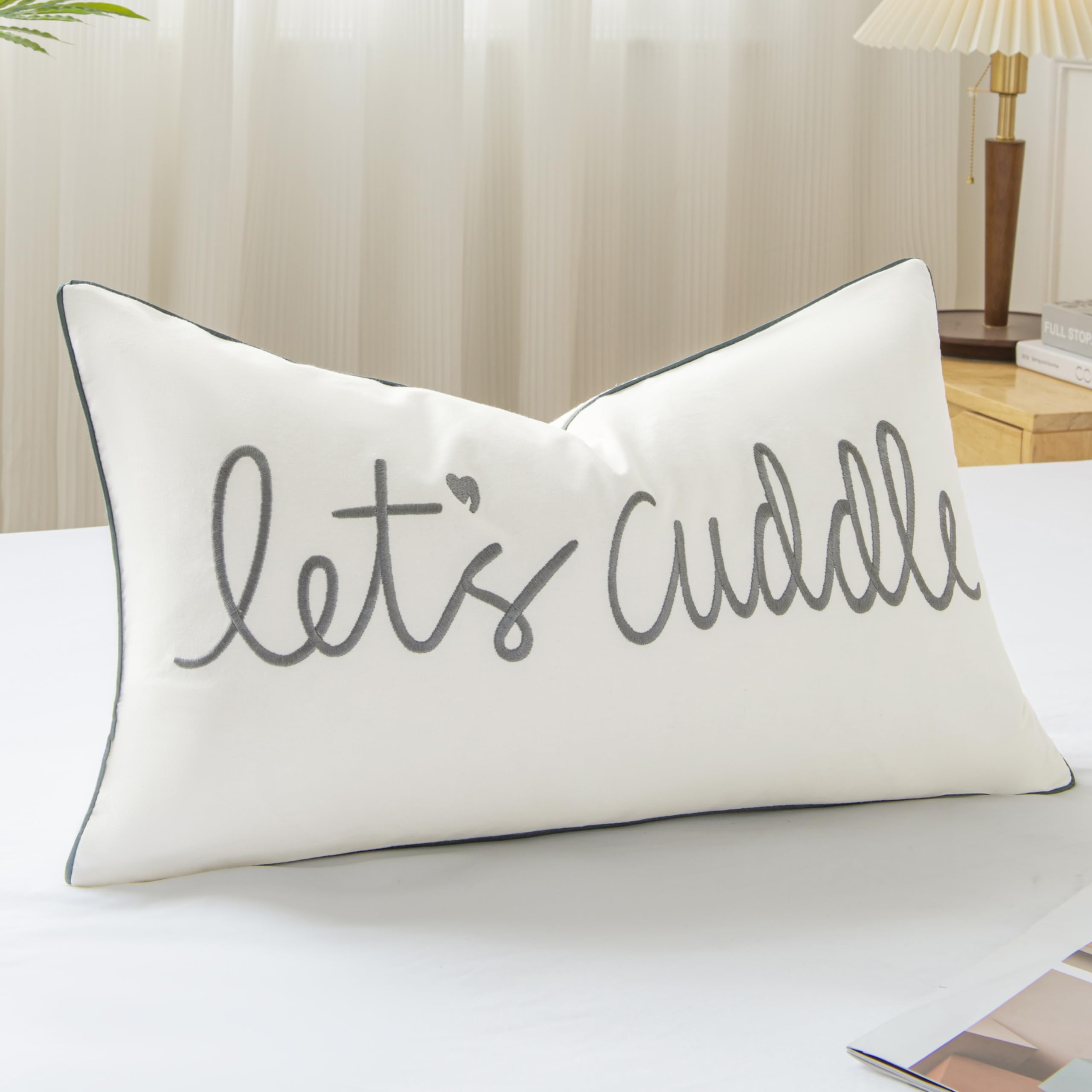 Federa per cuscino lombare, 30,5 x 50,8 cm, regalo di inaugurazione della casa, rustica, ideale per divano e veranda, decorazione per la casa, accessorio accogliente per la casa (grigio