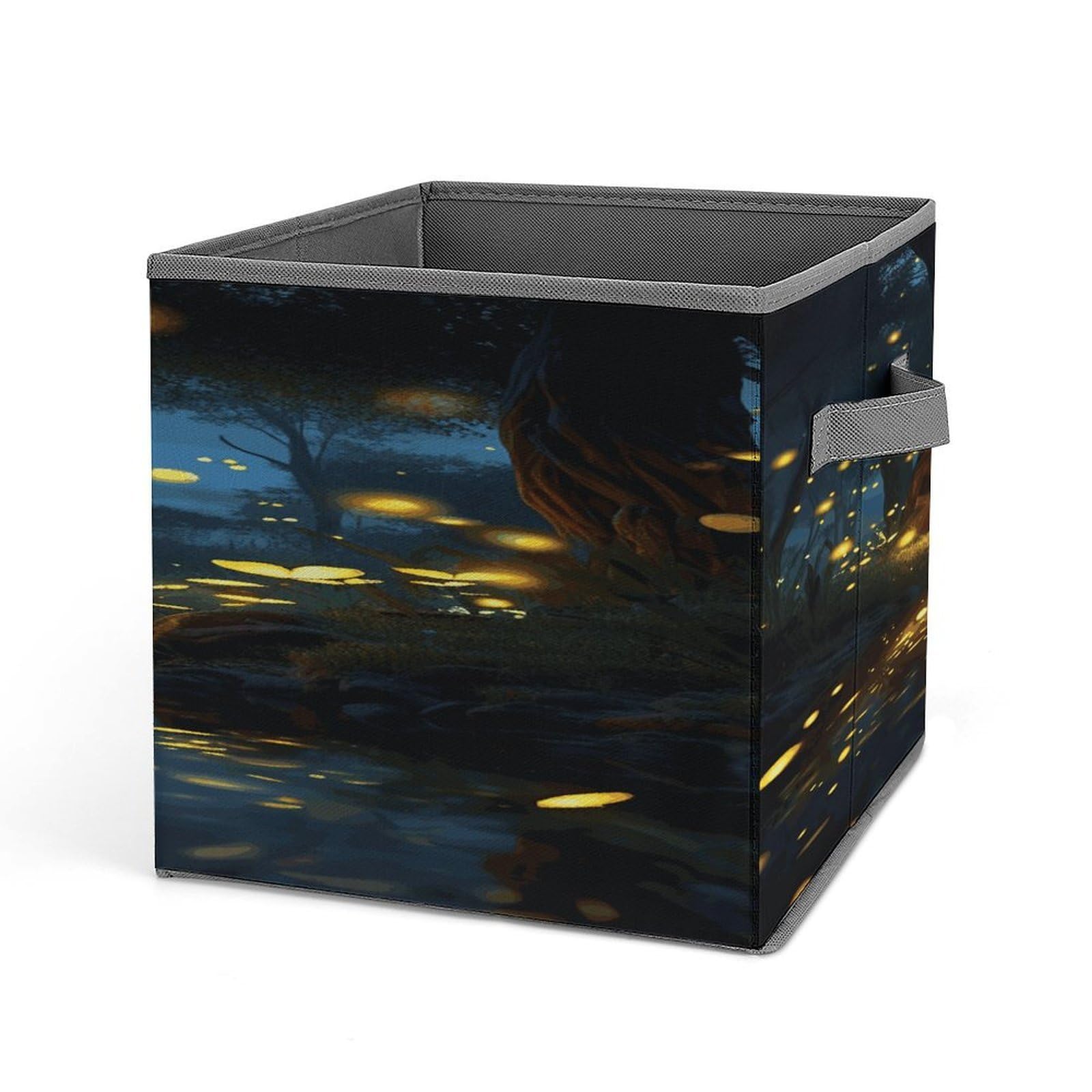 Fodpand Style Fireflies Storage Cubes Foldable Decorative Fabric, Storage Bins Baskets With Handles, Closet Organizers And Storage For Home, Office,Closet, Clothes