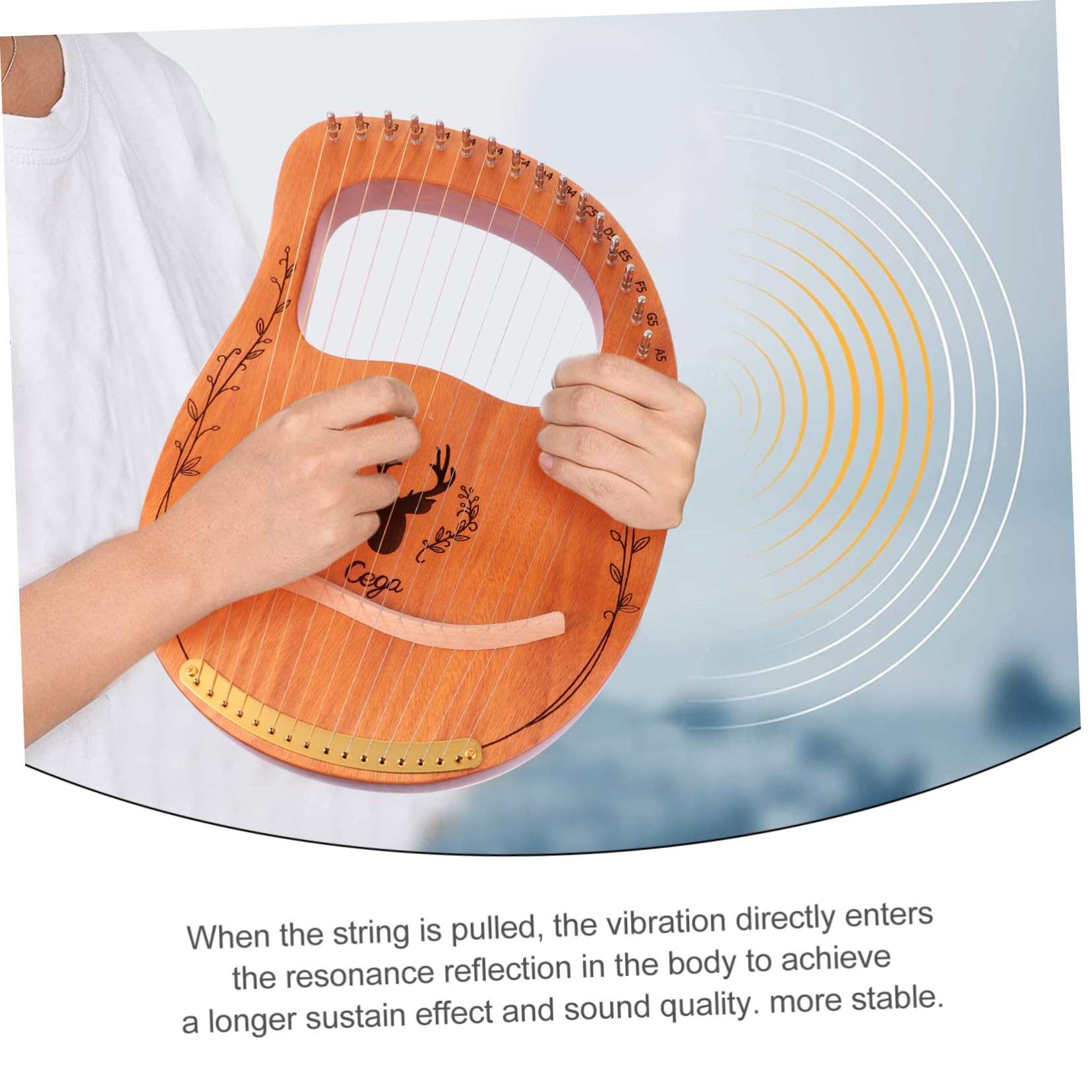 GOOHOCHY 16-string Lyre Harp Handheld Wood Harp Musical Instrument for Boys and Girls and Adults