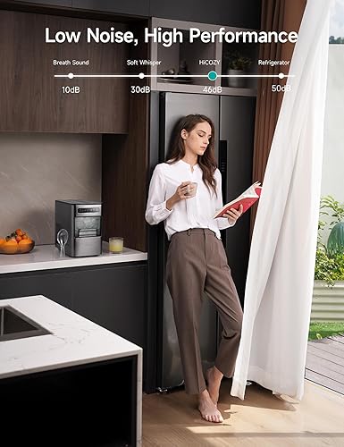 Miniatura 7 de HiCOZY Máquina de hielo para encimera, hielo en 6 minutos, 24 librasdía, regalo portátil y compacto con autolimpieza, para