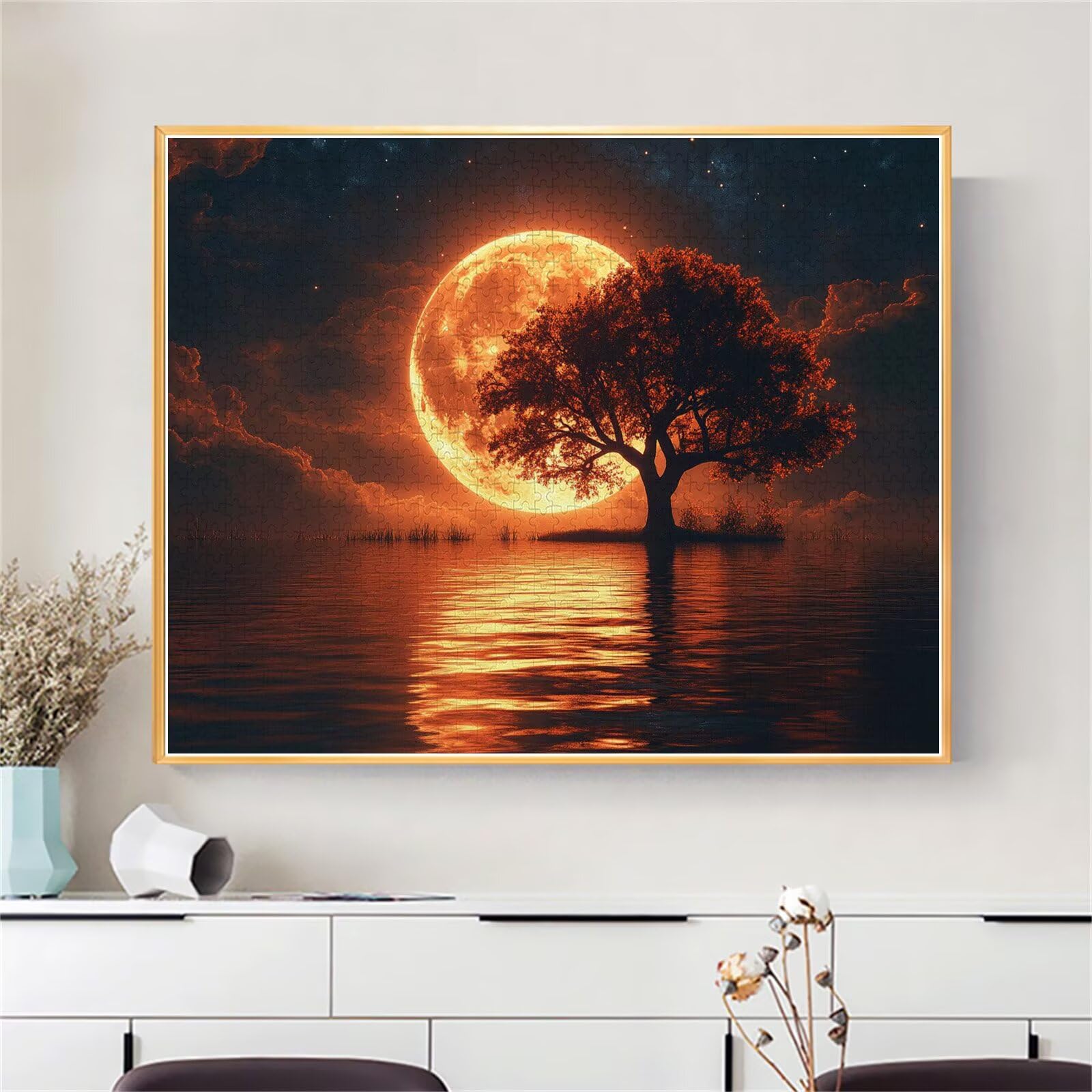 Mond Puzzle für Erwachsene Kinder Anspruchsvoll 5000 Teile Impossible Klassische Puzzles Schwer Baum ab 8 9 10 Jahre Mädchen Jungen Jigsaw Kunst Educa, für Dekoration und Geschenke 105x156cm t-993