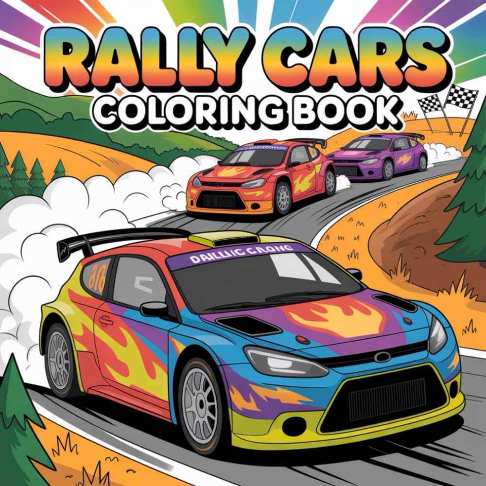 Rally Cars Coloring Book: Fun Rally & Racing Car Coloring Book for Kids Ages 4–8 – Fast Cars, Action Scenes, and Easy Coloring Pages