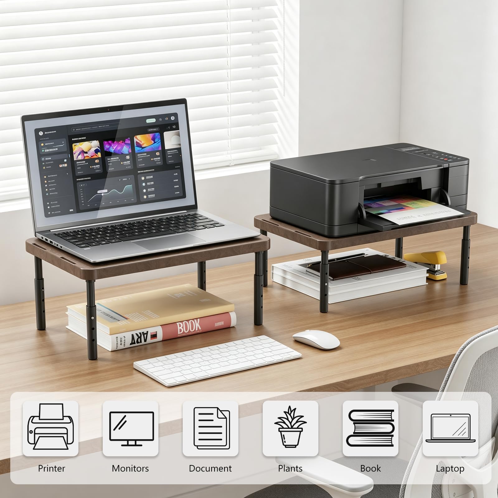 WALI Computer Monitor Stand for Desk, Adjustable Laptop Riser, up to 44 lbs view 9
