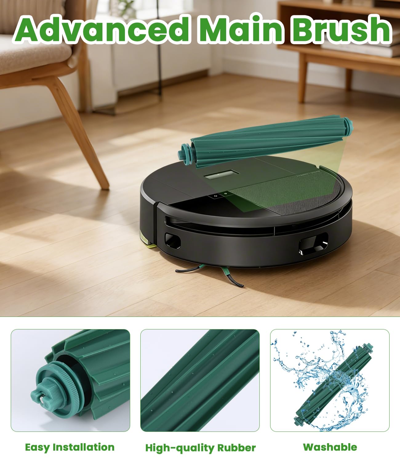 Recambios Repuestos para iRobot Roomba 205 Aspiradora, Accesorios para Roomba 205 Serie, 1 Cepillos de Rodillo, 4 Paños de Fregona, 4 Cepillos Laterales, 4 Filtro HEPA, 1 Destornillador — view 3