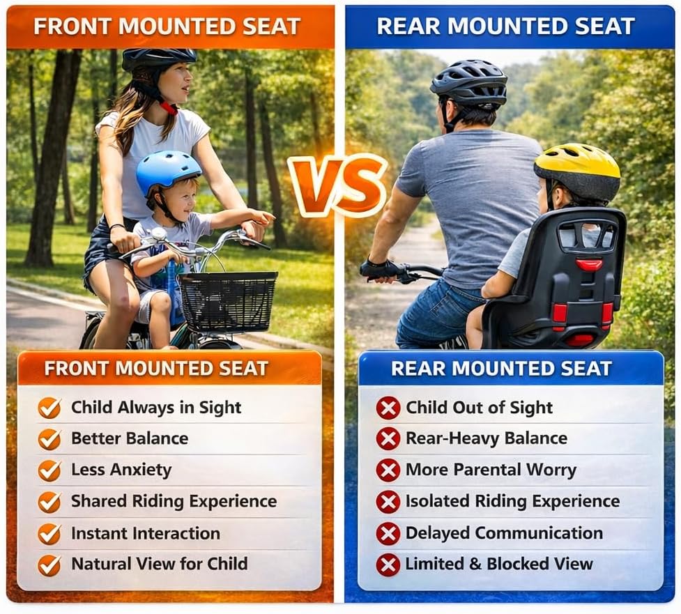 UrRider Child Bike Seat, Front Mount Kids Bike Seat,Fit Mountain Bikes, Cruiser Bikes, Folding Bikes, Ultra Light,Portable, Tool-Free, Quick-Release,Toddler Bike Seat for 2-6 Years(up to 60lbs)