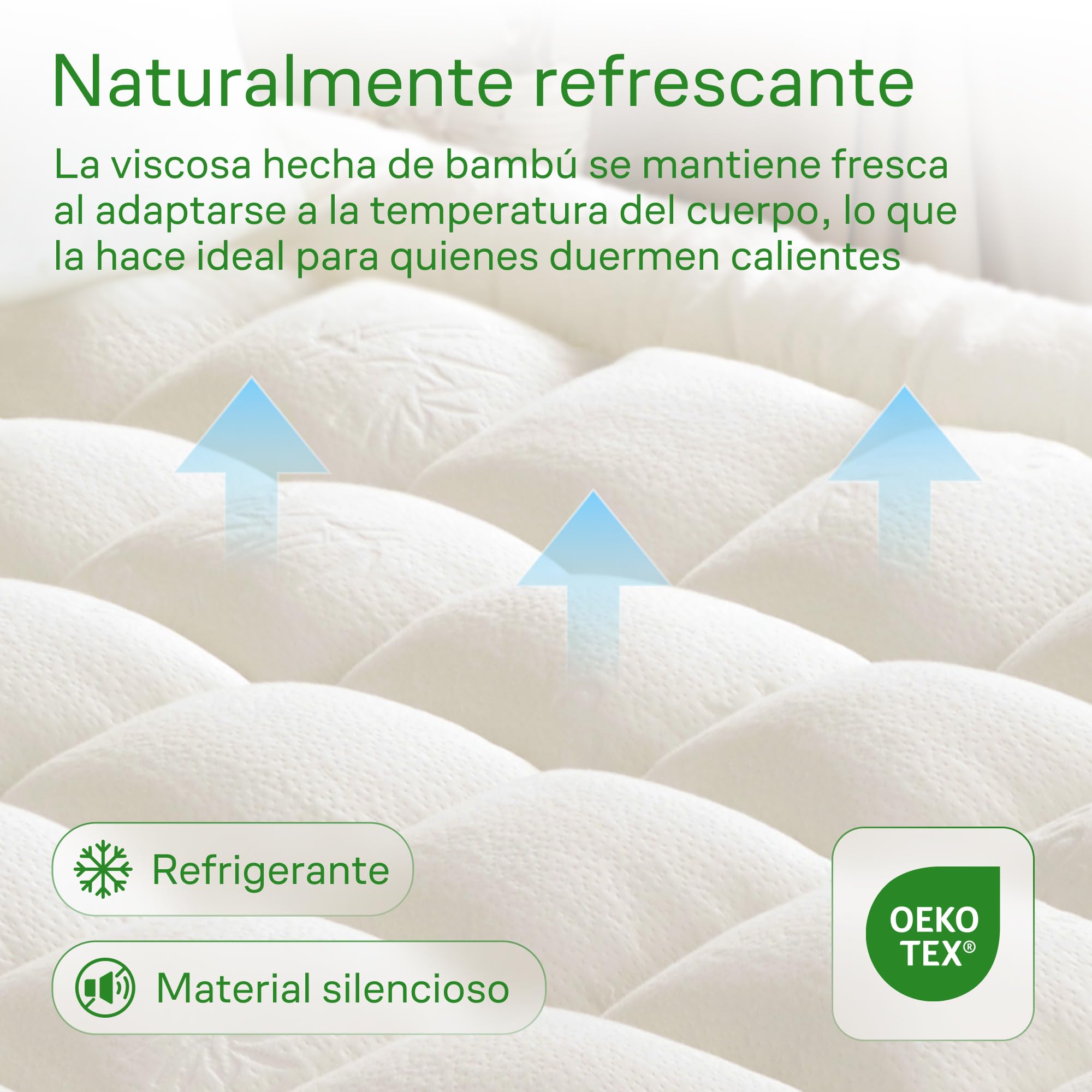 Niagara Sobrecolchón de bambú | Topper para colchón 135 x 190 cm | Grosor 3 cm | Refrescante, Transpirable para aliviar el Dolor de Espalda, Bolsillos Profundos para colchones de 20-50 cm