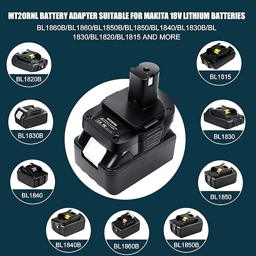 Miniatura 6 de OBOLTS MT20RNL Adaptador para batería Makita de 18 V a batería Roybi de 18 V, la mayoría de las baterías para MAKITA BL1860B  BL1860  BL1850B