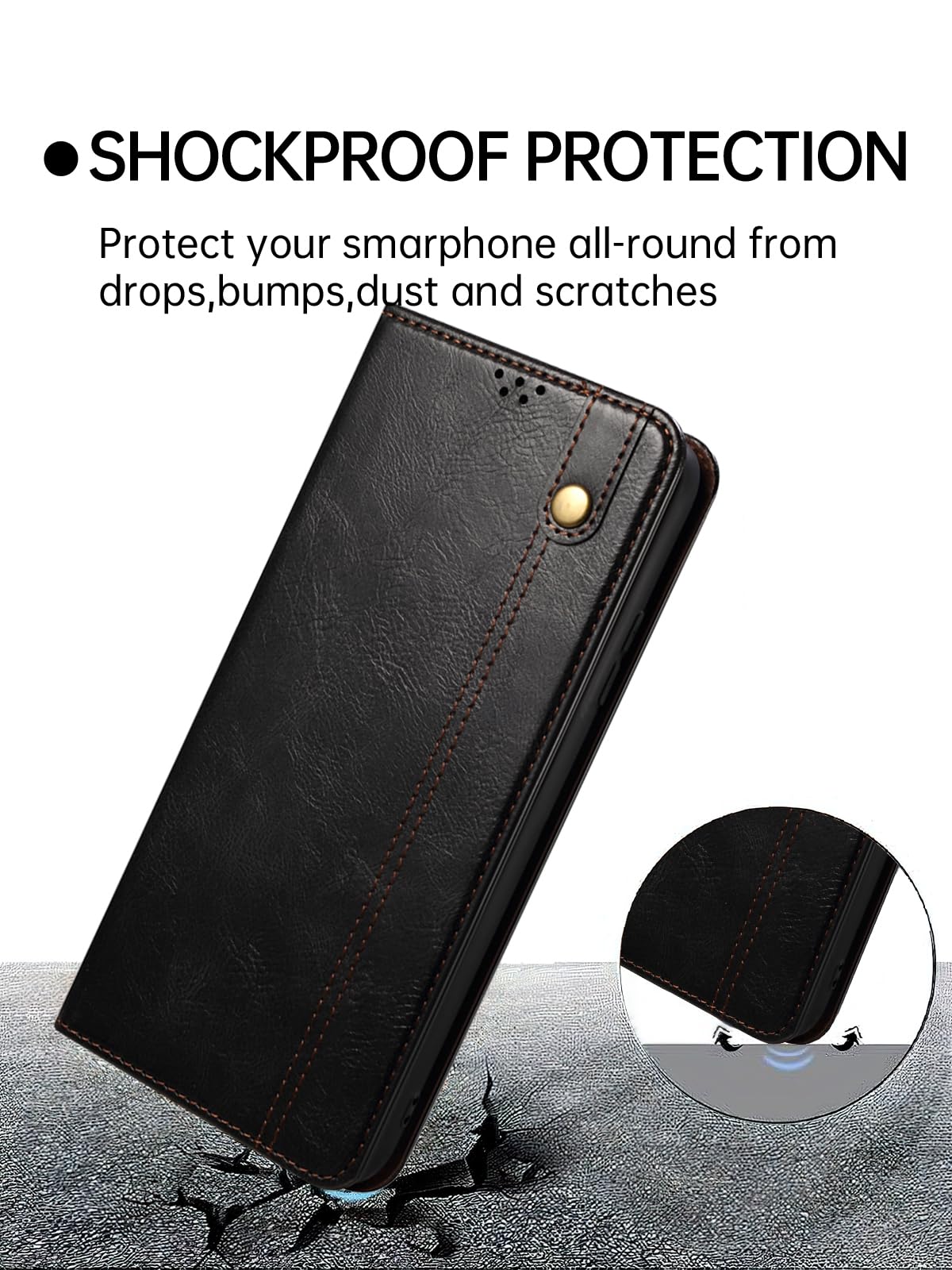 For Nothing Phone (3a) Pro Leather Phone Back Cover With Kickstand And Card Slots Carbon Fiber Texture - Brown - View #2