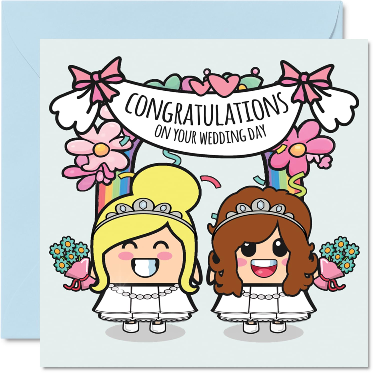 LGBT Wedding Cards for Couples - Congratulations on your Wedding Day - Congrats Well Done Card, Gifts for Newlyweds, 145mm Marriage Greeting Cards Fiance Fiancee