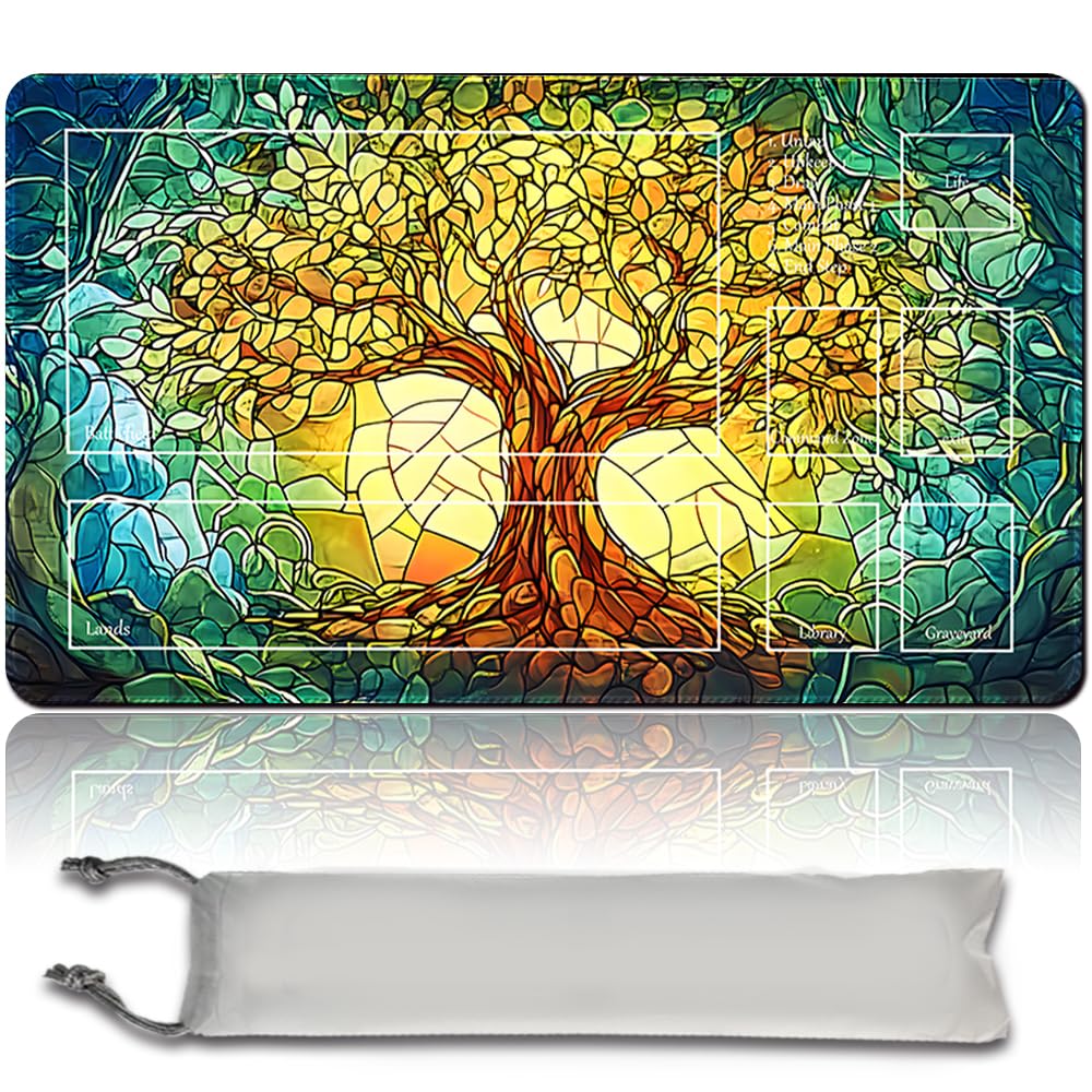 mtg game mat - 60cm x 35cm, original art, non-slip TCG game mat with rubber floor and sewn edges, Commander TCG Rollbar & Folding Card Mat (mtg49-3, With Zone)