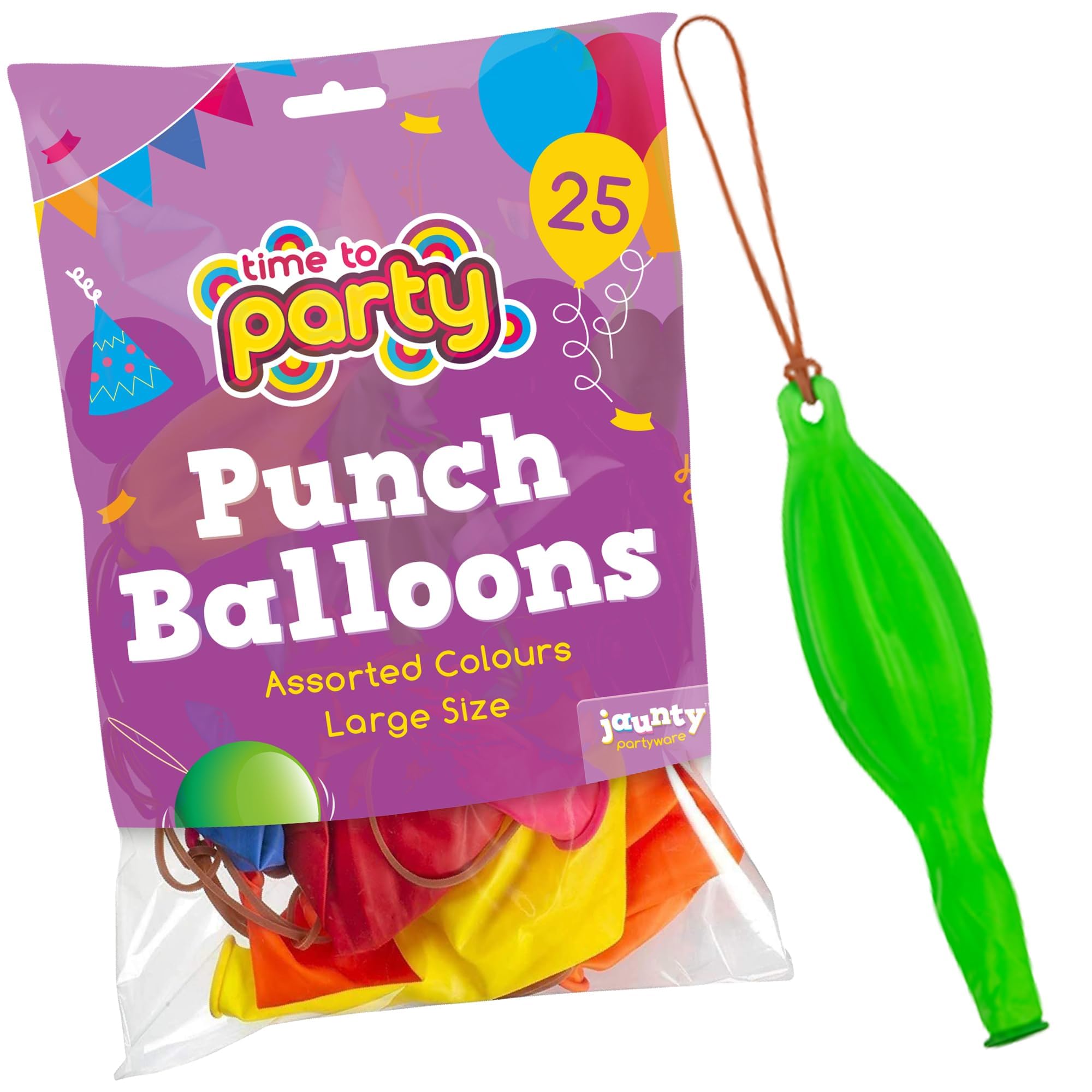 25x Large Punch Balloons for Kids Ideal Party Bag Fillers For Birthdays - 12 Inch Large Size - Assorted Colours - Fun Children’s Party Ideas - Thick & Strong - Easy to Inflate
