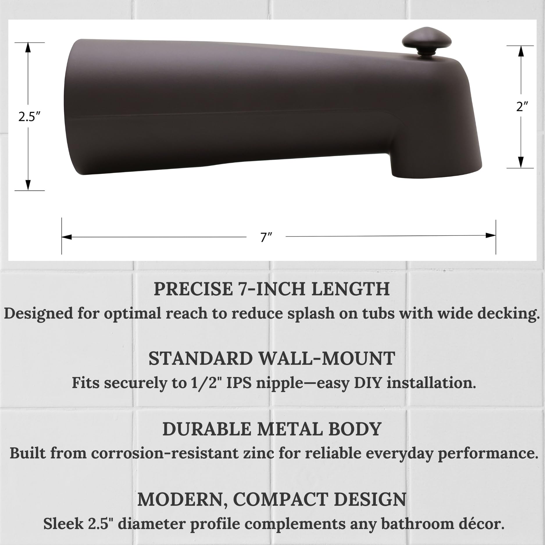 Westbrass e507d-1 F 7 Inch desviador caño bañera