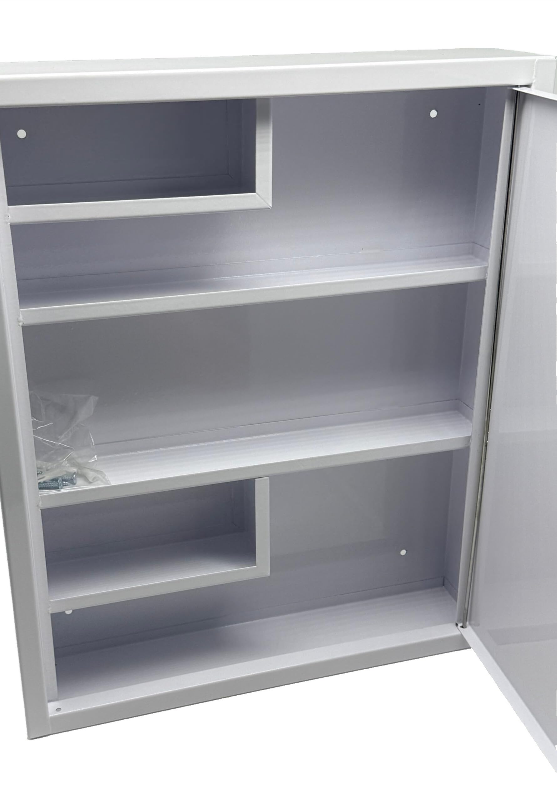Armoire à Pharmacie Relaxdays, verrouillable, 5 étagères, H x L x P : 43 x 35,5 x 8 cm, pour médicaments, Blanche/Verte