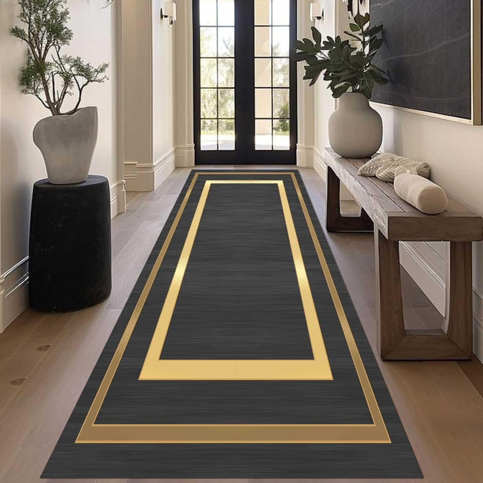 Tapis de couloir antidérapant noir 60x450 cm pour entrée et cuisine