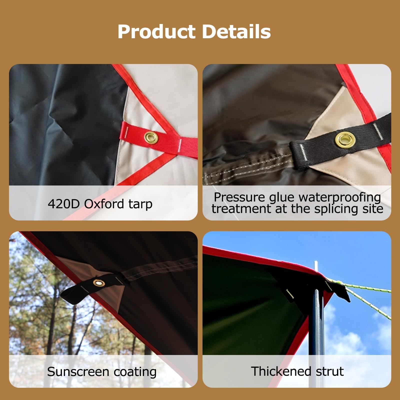 Tenda da Campeggio a Tendina for Auto (non Richiede Forature), Realizzata in Tessuto Oxford 420D Impermeabile e Resistente Ai Raggi UV, con Fissaggio a Ventose(L)