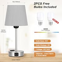 Kakanuo érintésérzékeny asztali lámpa szett 2db USB töltéssel szürke árnyalattal 6