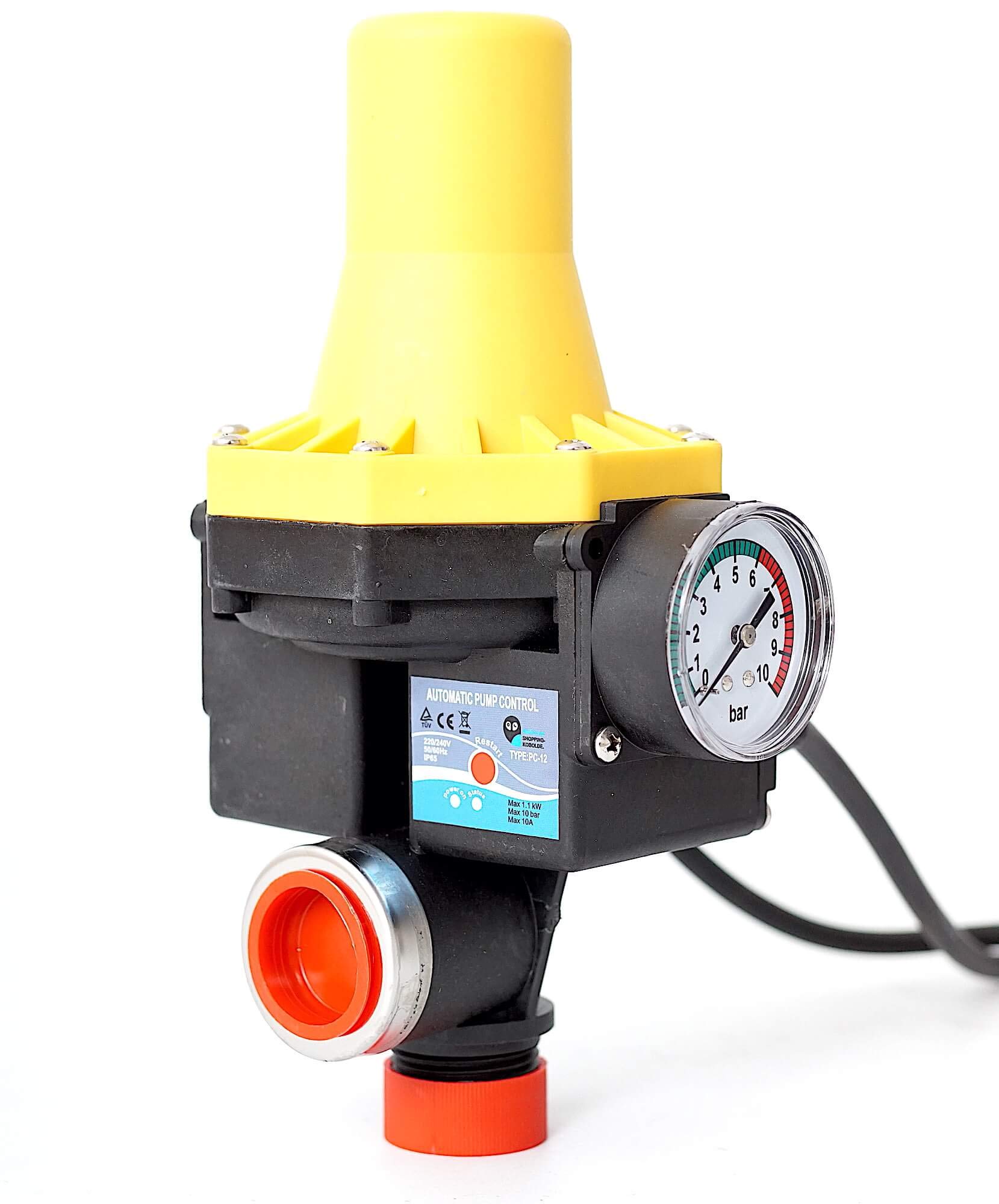 Pumpensteuerung SK PC-12 Druckschalter Druckwächter für Pumpe Gartenpumpe Hauswasserwerk mit ntegrierten Trockenlaufschutz und Kabel (2x)