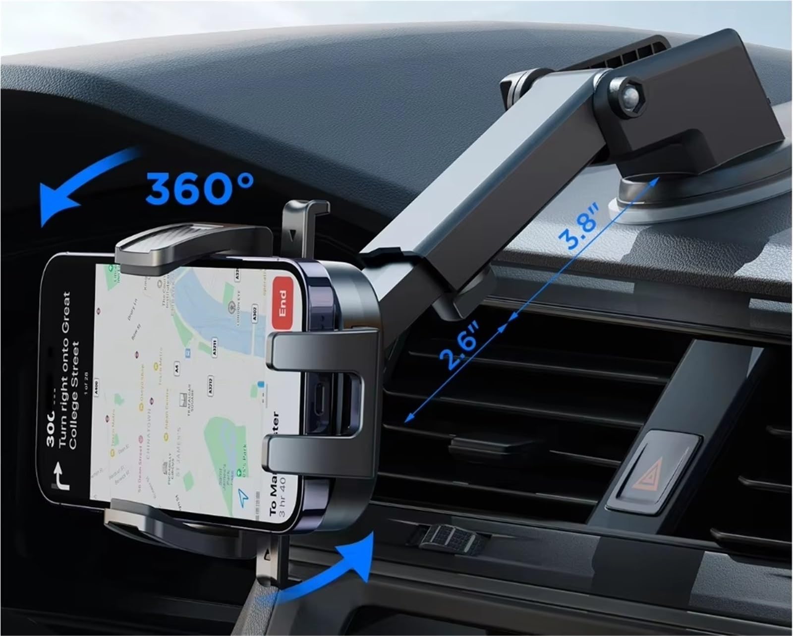 Per Google Supporto Universale Per Telefono Auto Con Base A Ventosa Cruscotto Auto Supporto Per Cellulare Accessori Porta Cellulare Auto(Sucker)