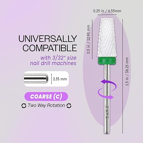 Miniatura 9 de Broca de carburo de barril cónico premium de 332 pulgadas, para máquina eléctrica Dremel, diseño de uñas, manicura, pedicura, lima de uñas, limpieza