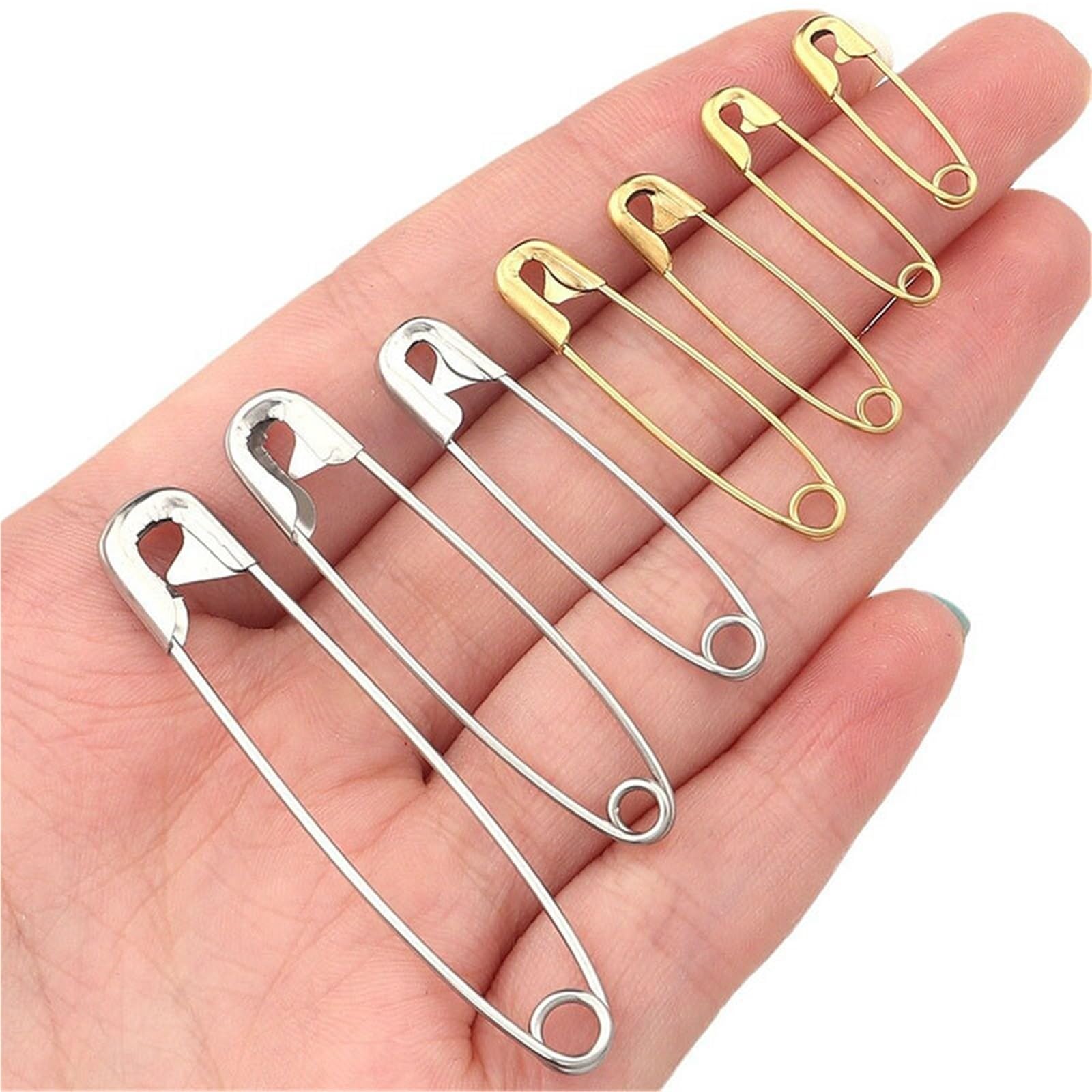 Pins 100Pcs Resistant Pins Multi Size 19mm 22mm 27mm 32mm 38mm 45mm 55mm For Sewing Accessories(Silvery,100pcs 22mm)
