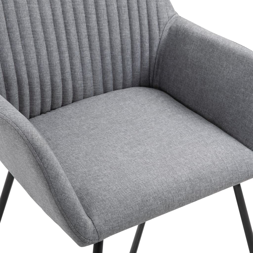 Krzesła do jadalni zestaw 6 szt. jasnoszary materiał z podłokietnikami i oparciem, nowoczesne wyściełane, do jadalni, salonu, kuchni, stabilne, ergonomiczne, 61 x 61 x 84 cm
