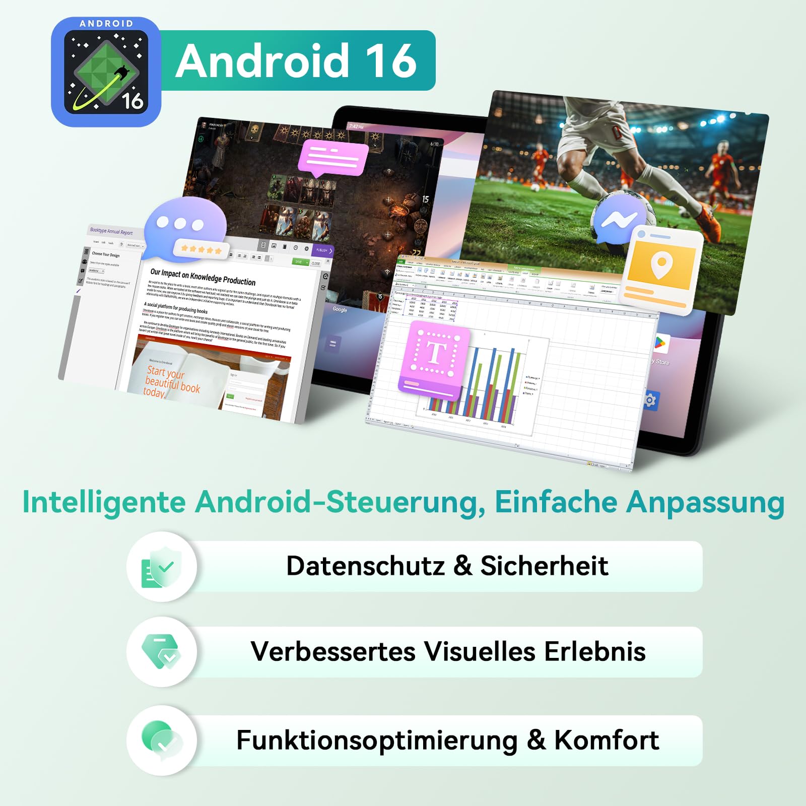Android 16 Tablet 11 Zoll mit Tastatur, 24GB RAM+128GB ROM/2TB TF | Tablet für Arbeit & Uni, Tablets mit Stift Maus Hülle, FHD+ Widevine L1, 8000mAh, Octa-Core, 5G WiFi