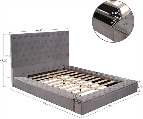 Miniatura 2 de LCH Cama de almacenamiento de plataforma de tamaño individual con 2 cajones con ruedas, marco de cama de madera para dormitorio, dormitorio,
