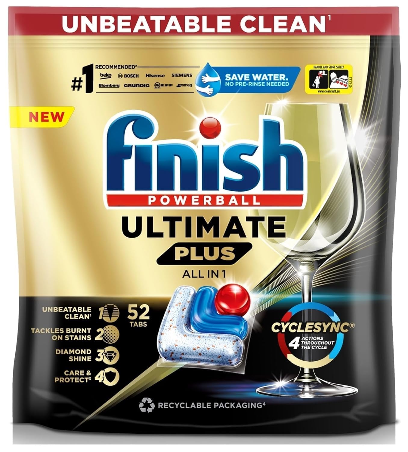 Finish Ultimate Plus All In One Dishwasher Tablets Original 52 Tablets